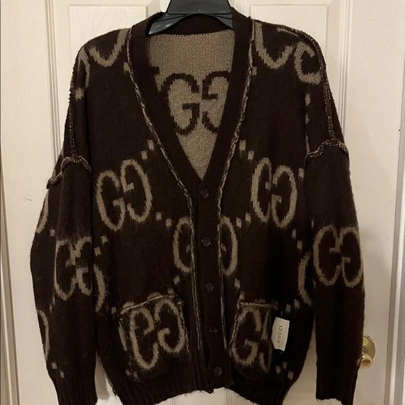 GUCCI Luxury REVERSIBLE GG MOHAIR WOOL CARDIGAN Made in Italy - Picture 5 of 7